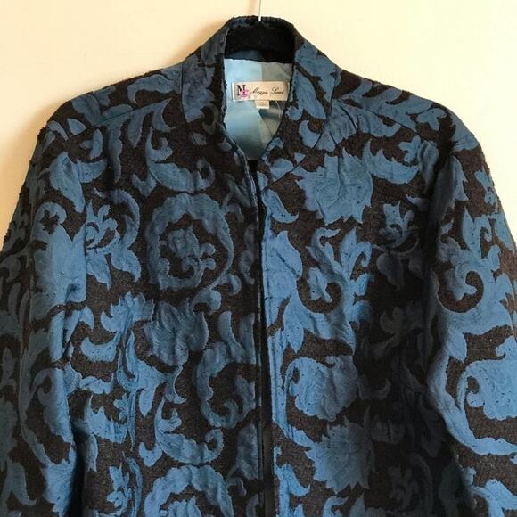 Vintage XL Maggie Sweet blazer blue art nouveau business casual blue black ombré - Picture 2 of 9